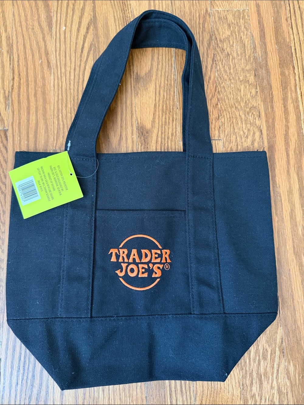 NWT Trader Joe's Mini Trick or Treat Canvas Tote Bag Black Orange Halloween Fall